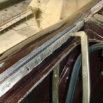 Before and after photographs of a damaged Chevy Impala that was repaired by Elite Paint & Body Shop in West Palm Beach, Florida.